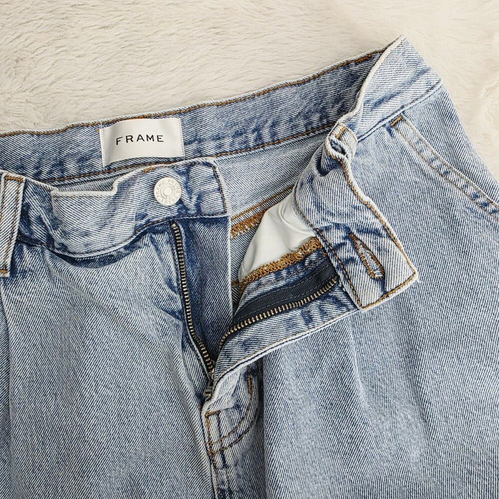FRAME The Pleated Denim Mini Skirt in Outlaw Blue High End Luxury Jean Skirt 26 - Picture 12 of 16